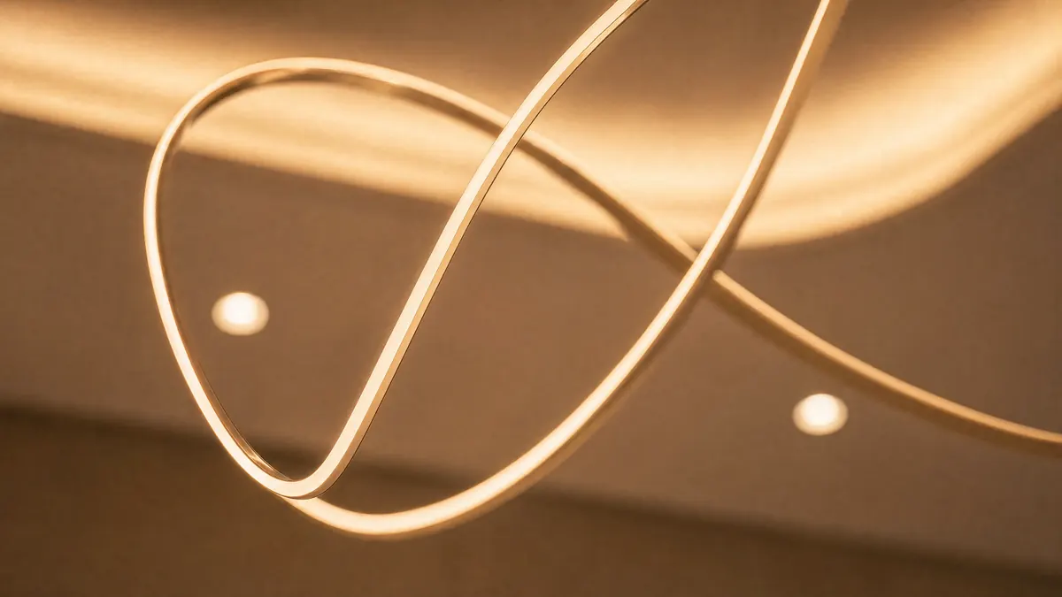 Penthouse Dubai, close-up of a sculptural ribbon of light on the ceiling