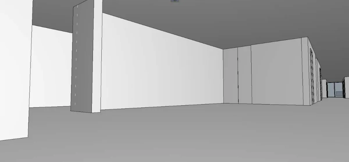 Grey 3D model of the bar, as sent by the client